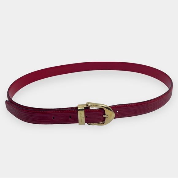 Authentic Louis Vuitton Epi Leather Ceinture 85 Gold Buckle Belt - Picture 2 of 9